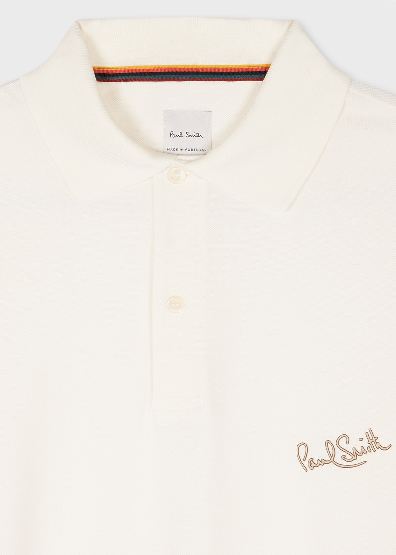 Paul Smith White Cotton Signature Logo Polo Shirt outlook