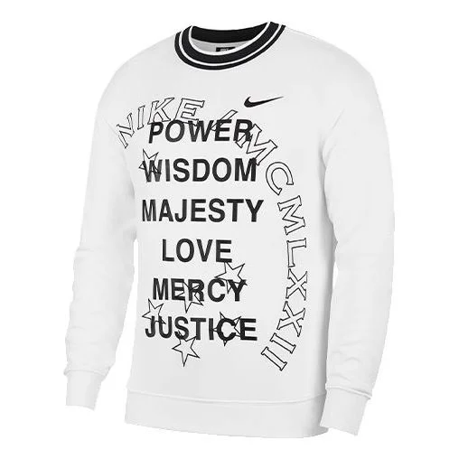Nike Alphabet Printing Casual Sports Round Neck Pullover White CJ4963-100 - 1