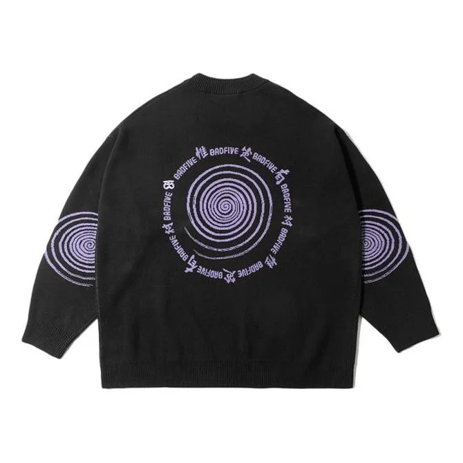 Li-Ning BadFive Graphic Knit Sweater 'Black Purple' AMBR071-1 - 1