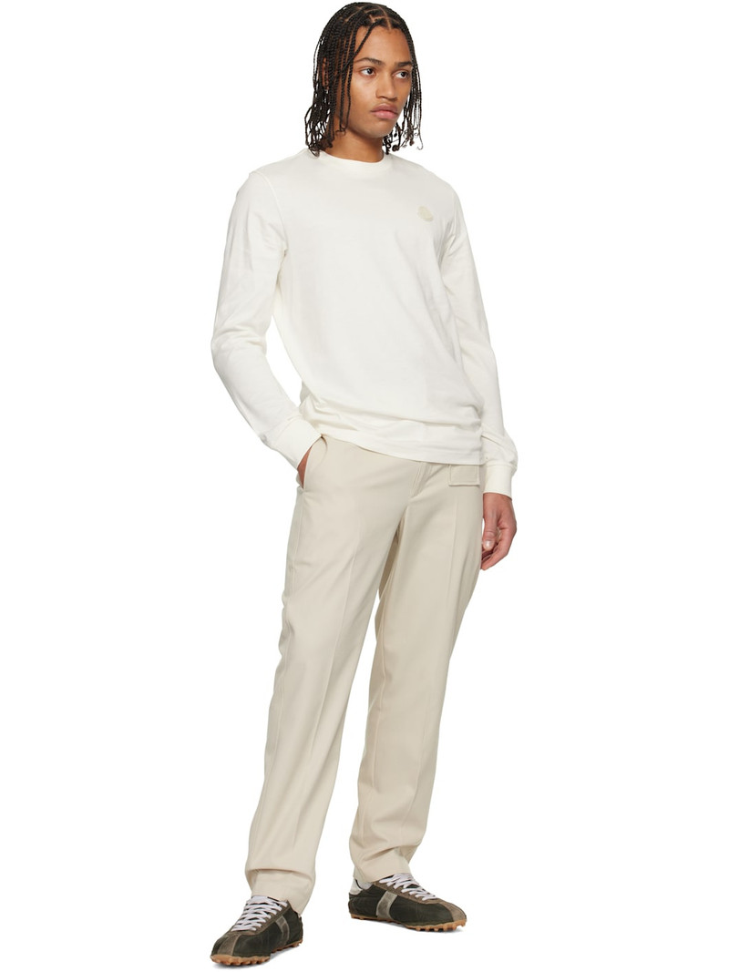 Moncler Off-White Leather Logo Long Sleeve T-shirt outlook