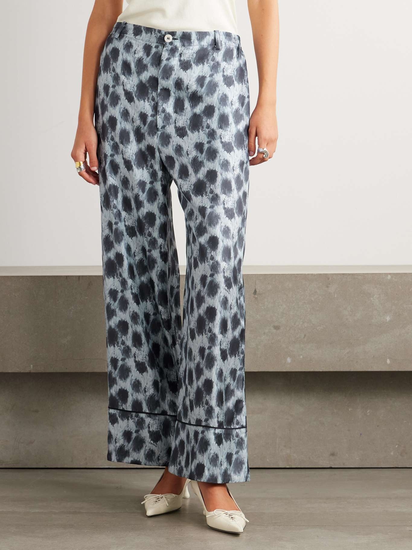 Printed silk-twill pants - 3