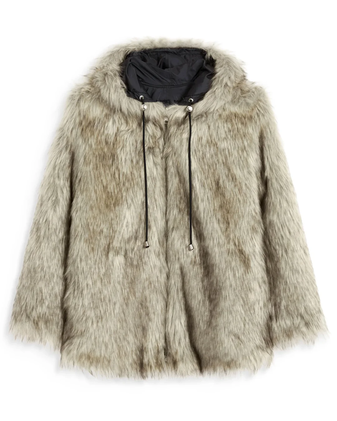 Reversible Faux Fur Hood Jacket - 1