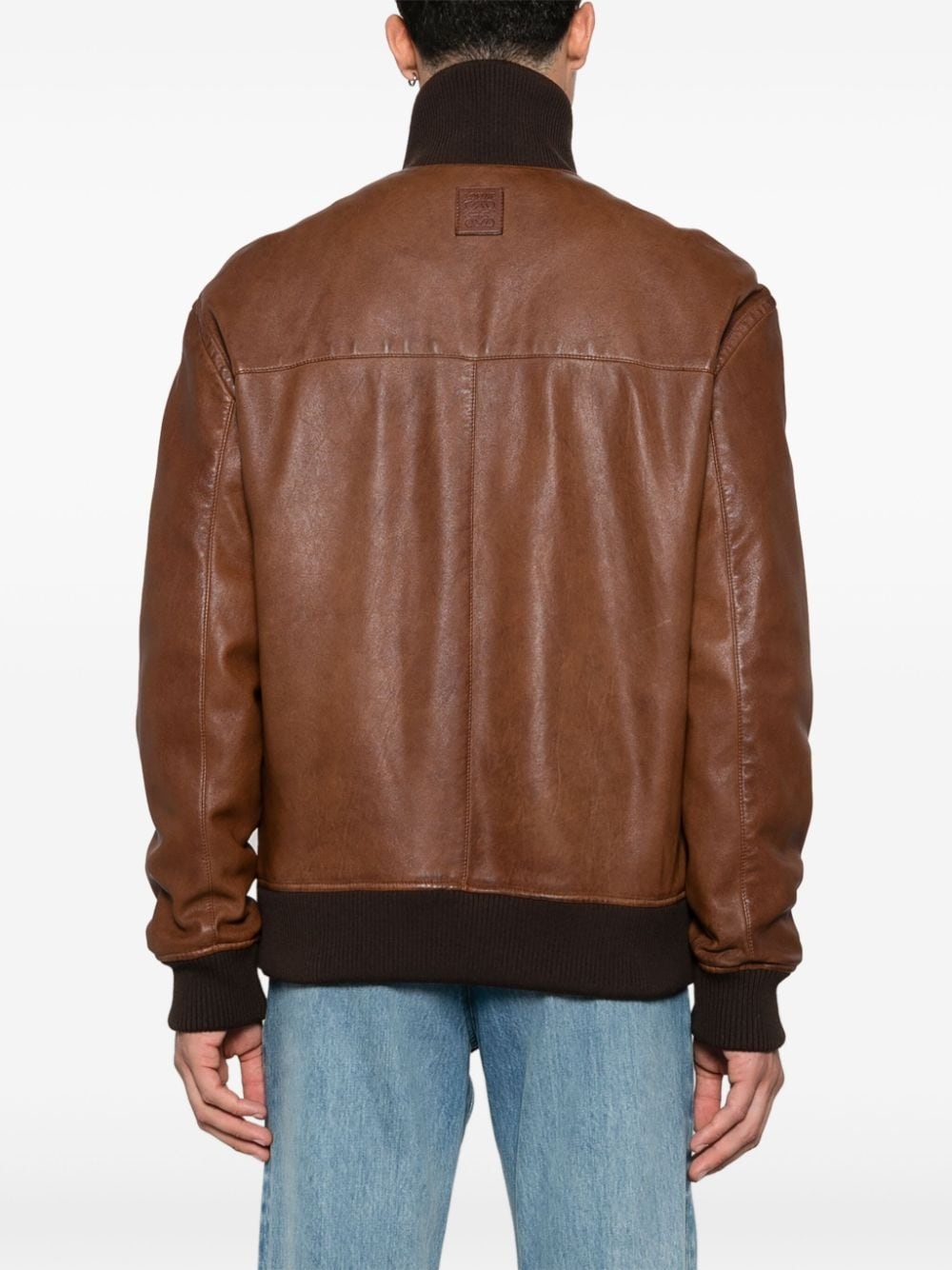 zip-up leather jacket - 4