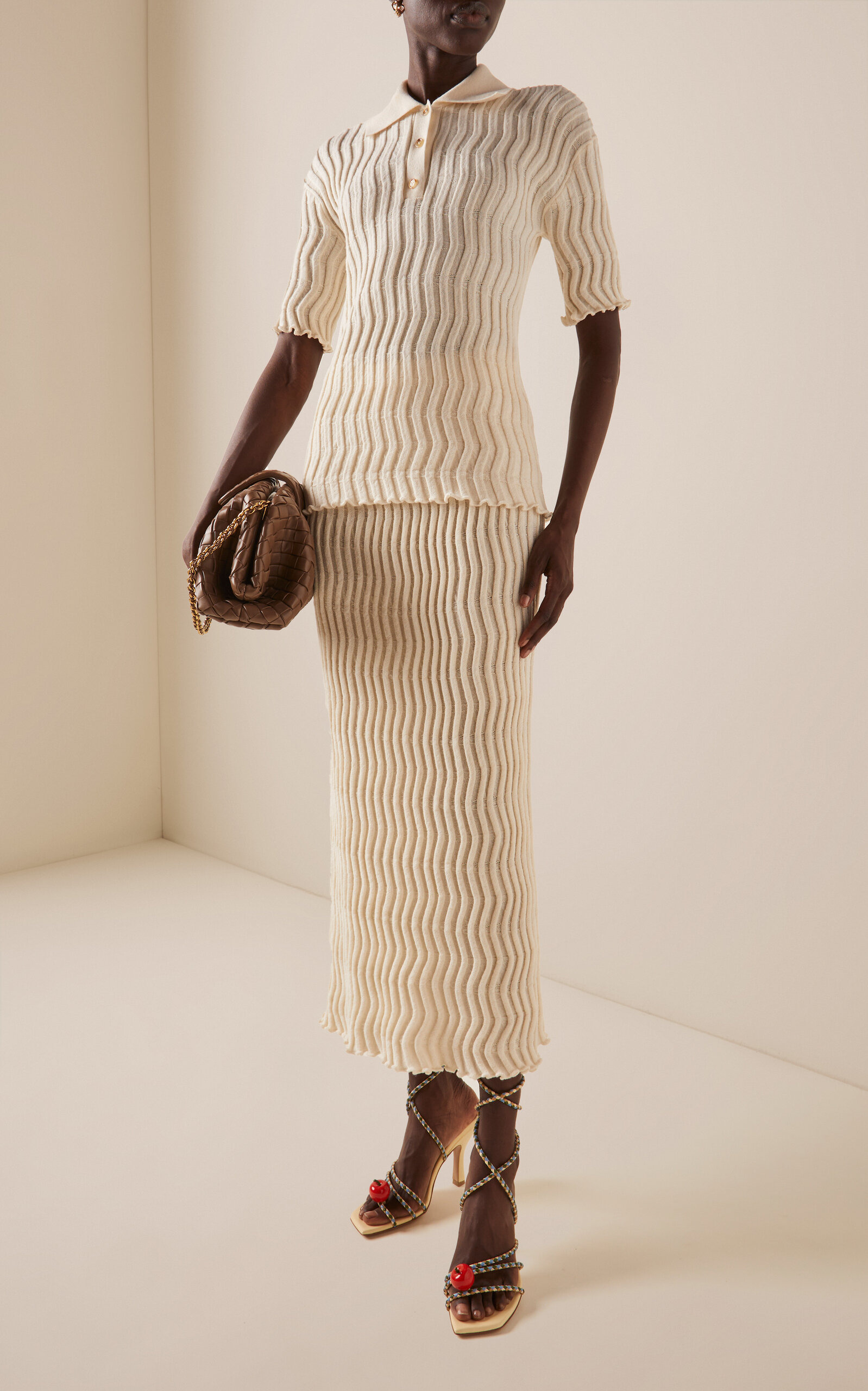 Ribbed-Knit Wool Polo Top multi - 3
