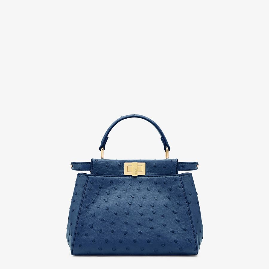 Blue ostrich leather bag - 1