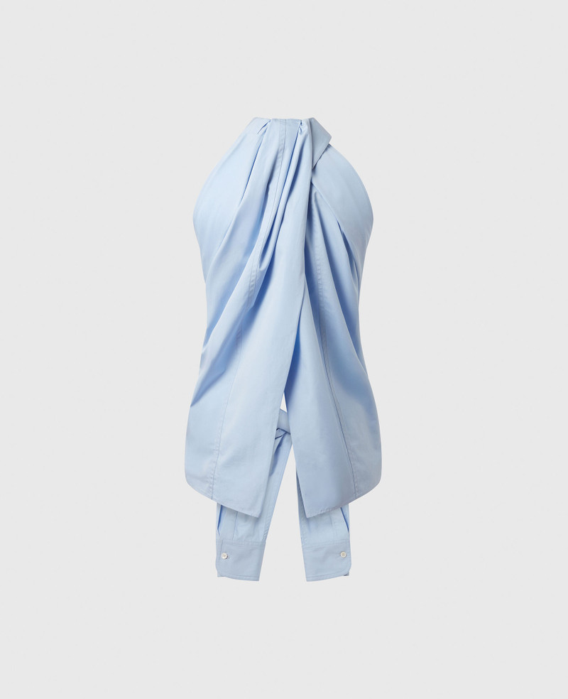 코튼 Poplin Halter 탑 라이트 블루 1