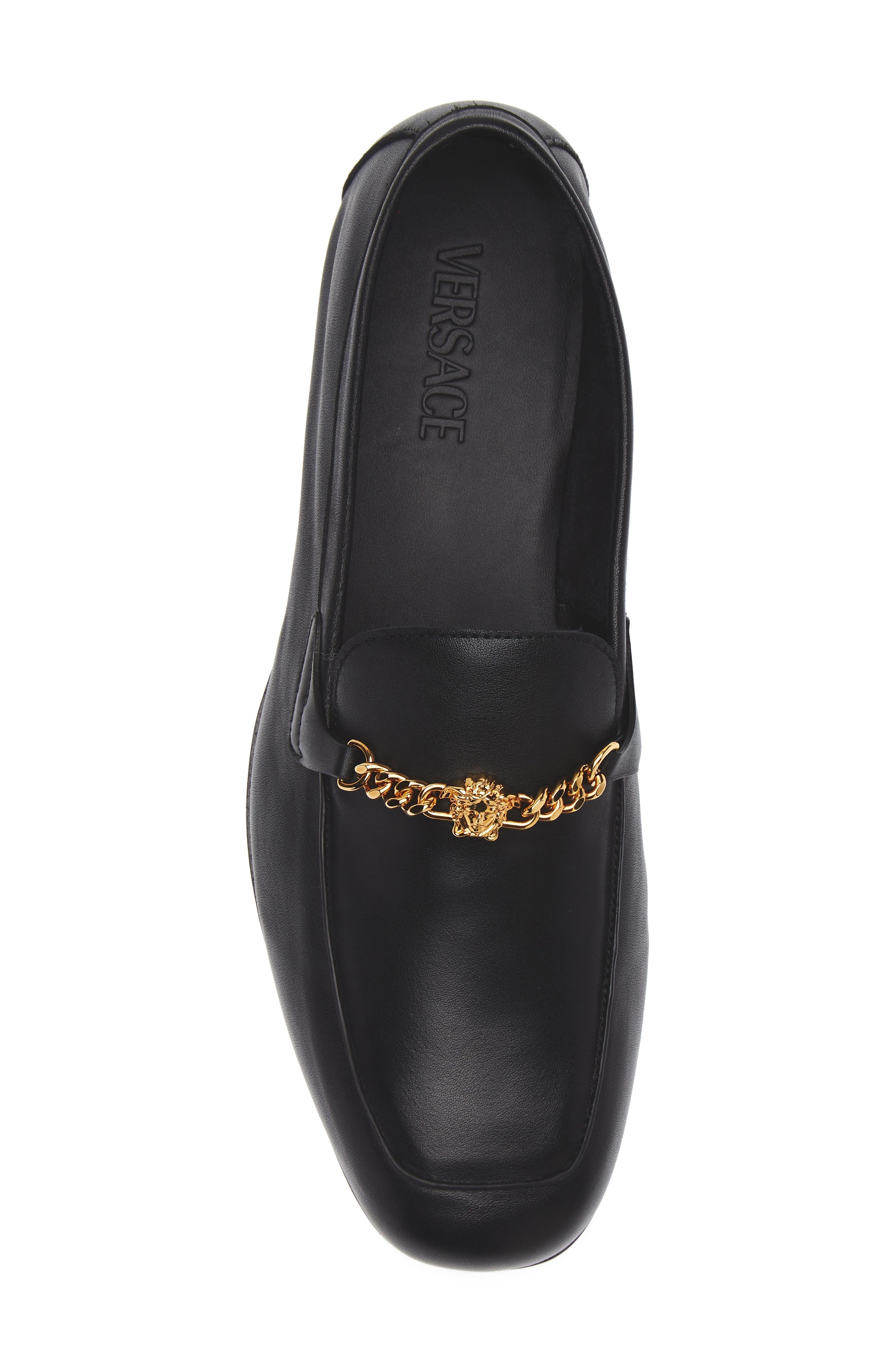 Versace Medusa Chain Leather Loafer in Black-Versace Gold at Nordstrom - 5