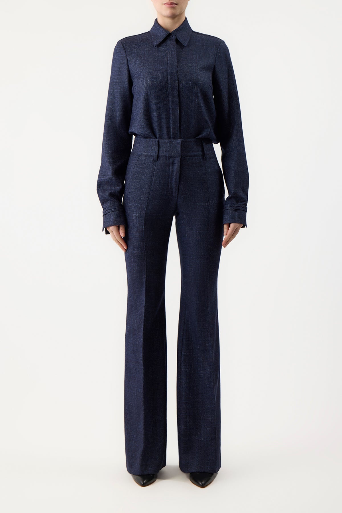 Rhein Pant in Dark Navy & Black Virgin Wool - 2