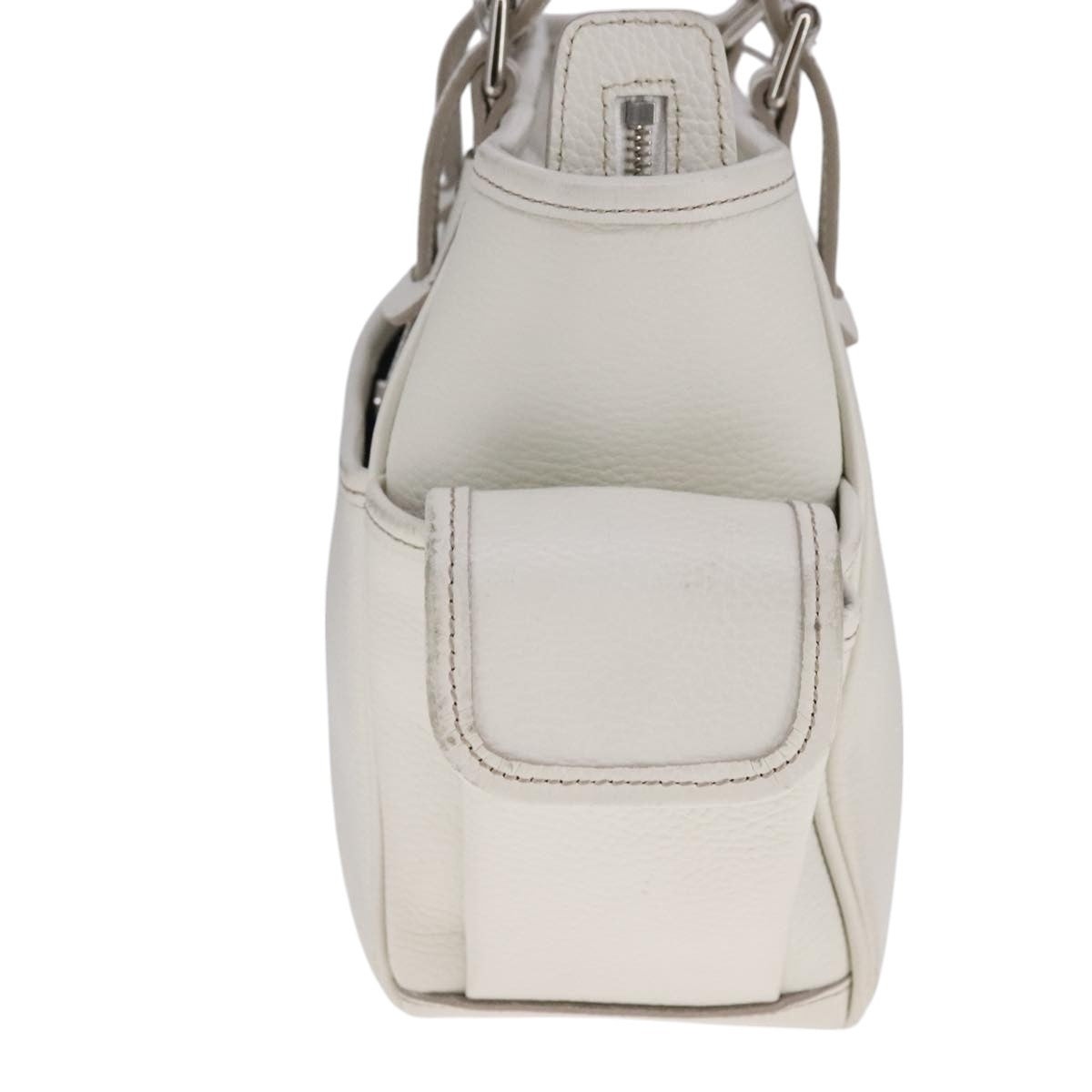 Burberry Hand Bag Leather White Silver - 4