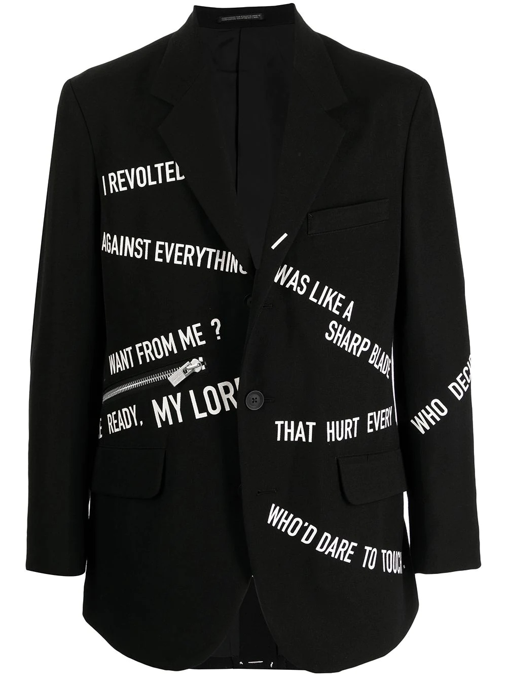 slogan-pattern lambswool blazer - 1