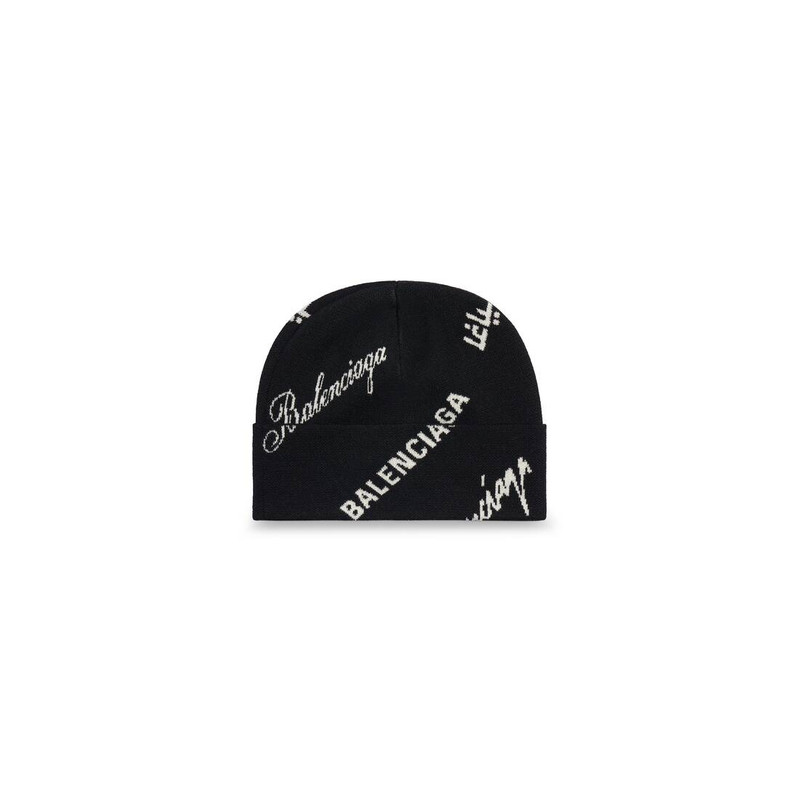 BALENCIAGA Logomania All Over Beanie in Black outlook