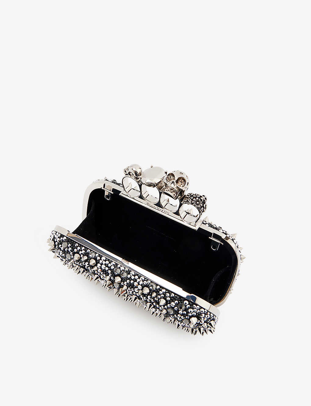 Four-ring stud-embellished leather clutch bag - 4