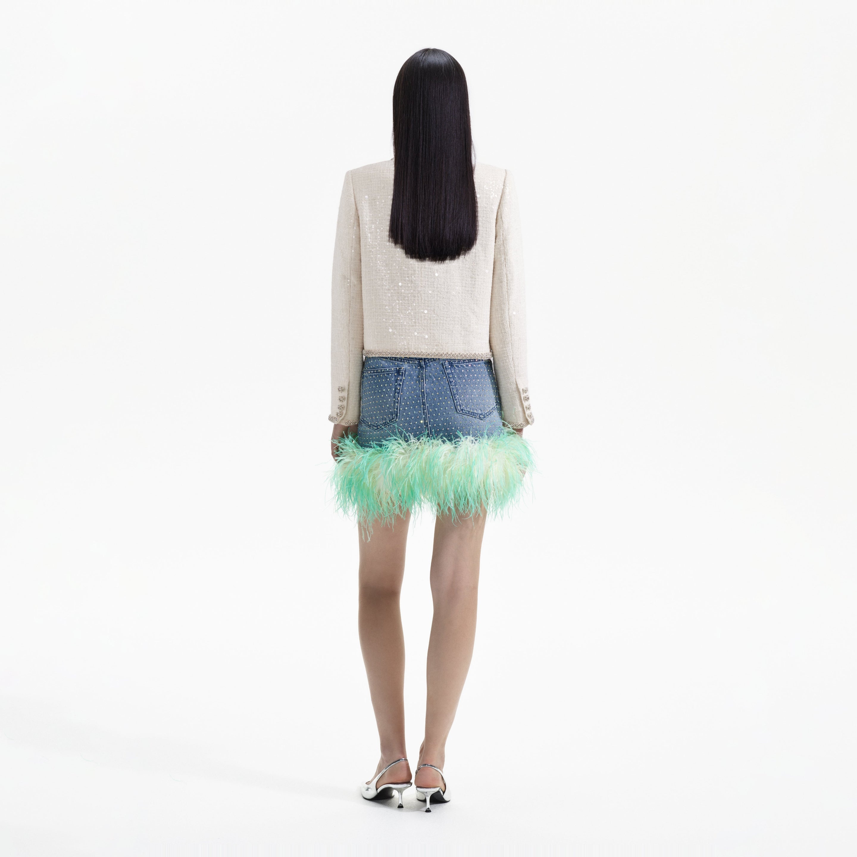 Cream Embroidered Boucle Jacket - 3