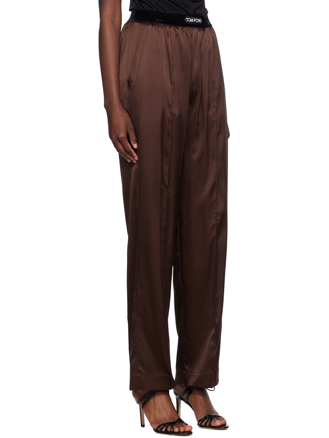 Brown Stretch Silk Pyjama Pants - 2