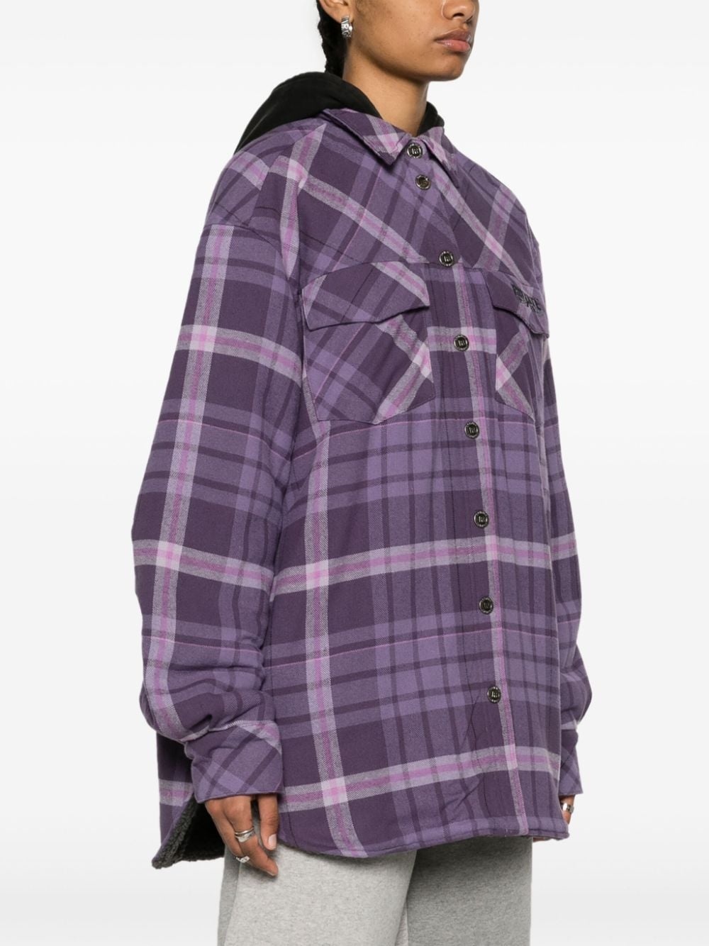 hooded flannel shirt jacket - 3