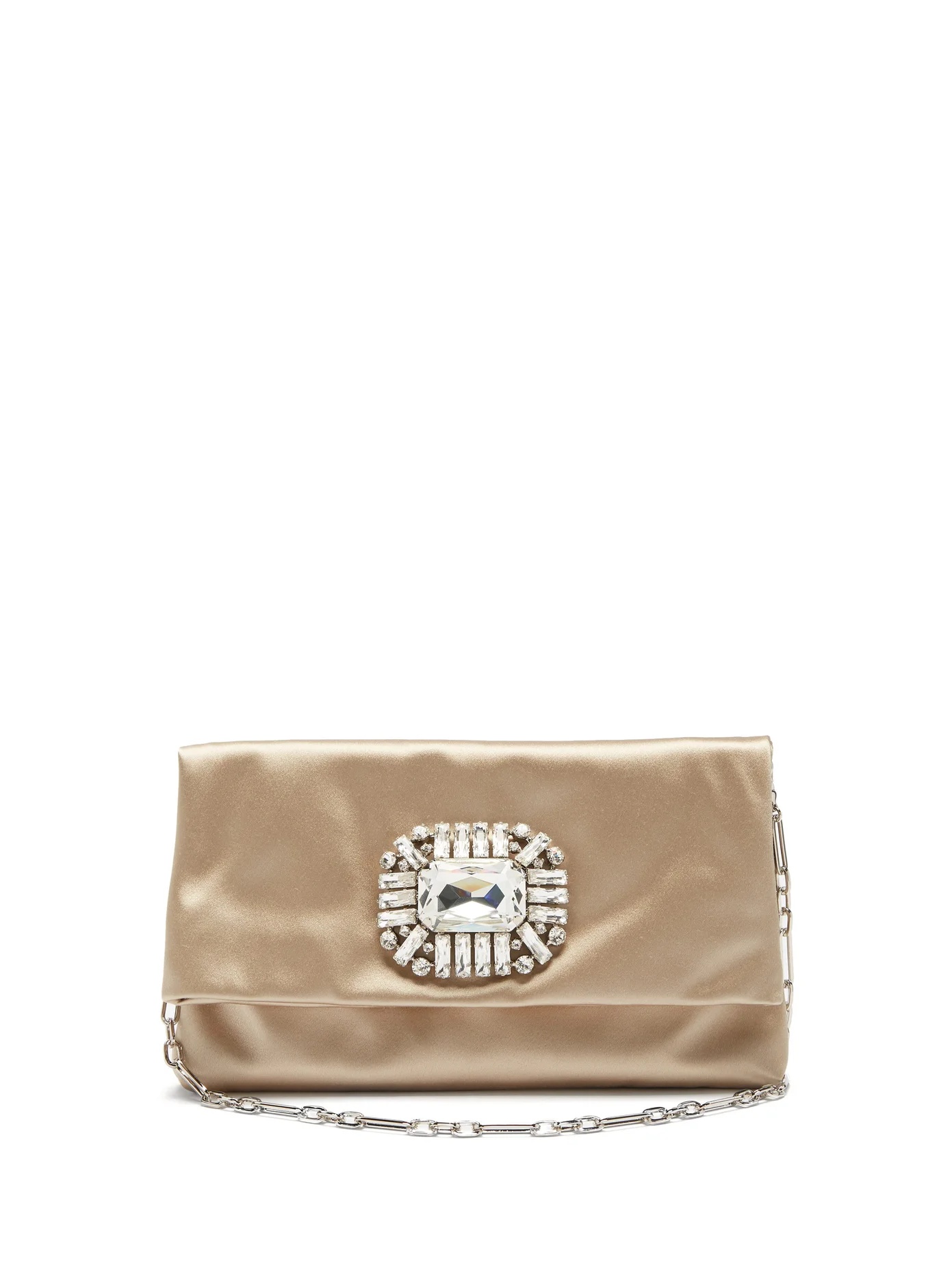 Titania crystal-embellished satin clutch - 1