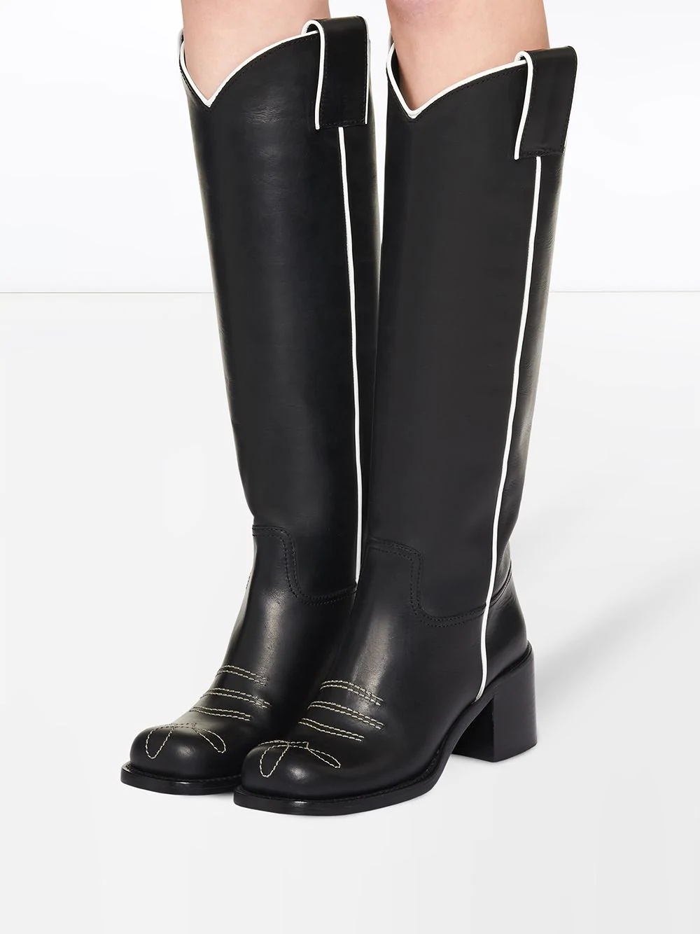 pull-tab knee-high boots - 4