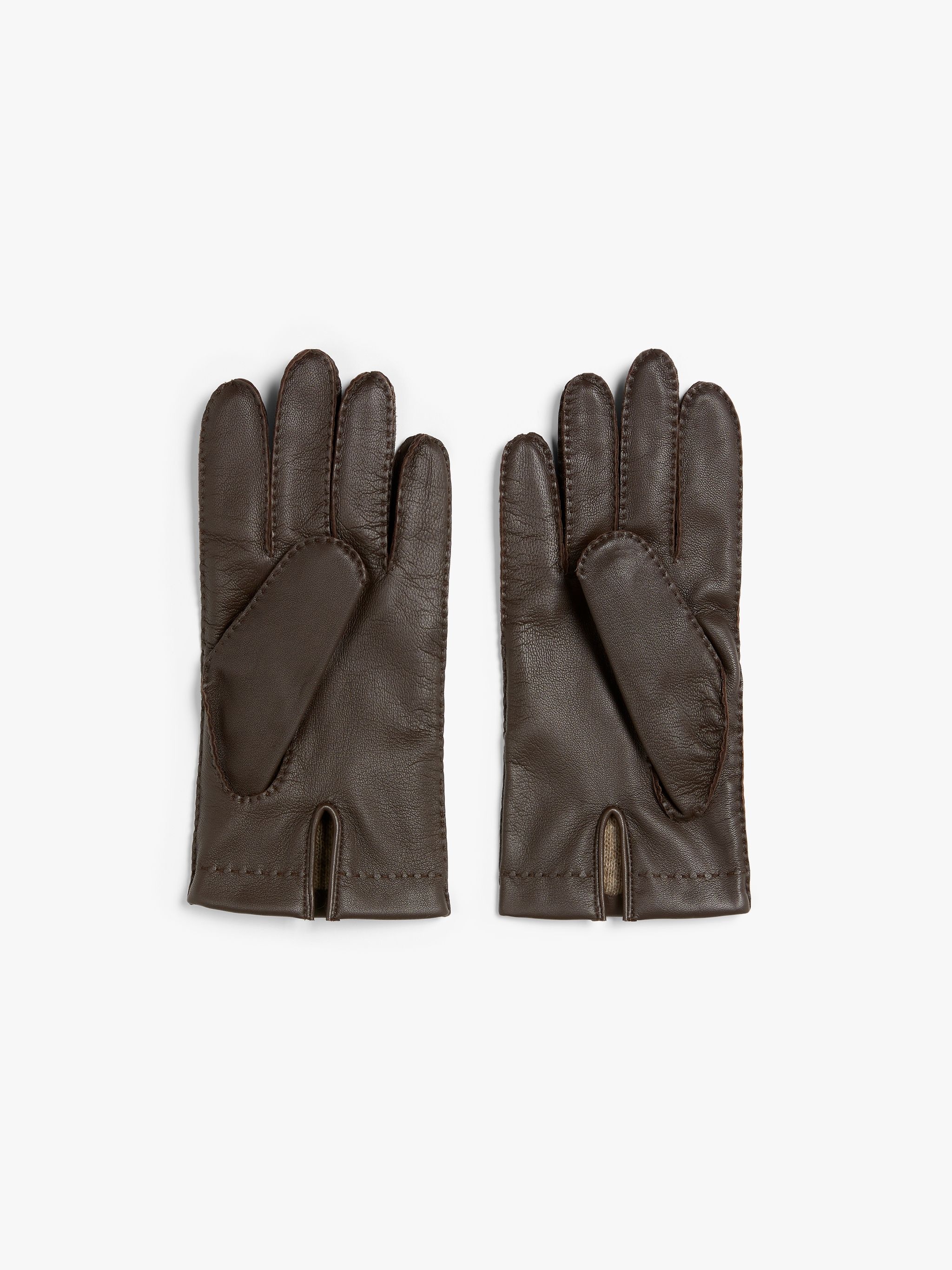 BROWN HAIRSHEEP LEATHER CASHMERE LINED GLOVES - 3