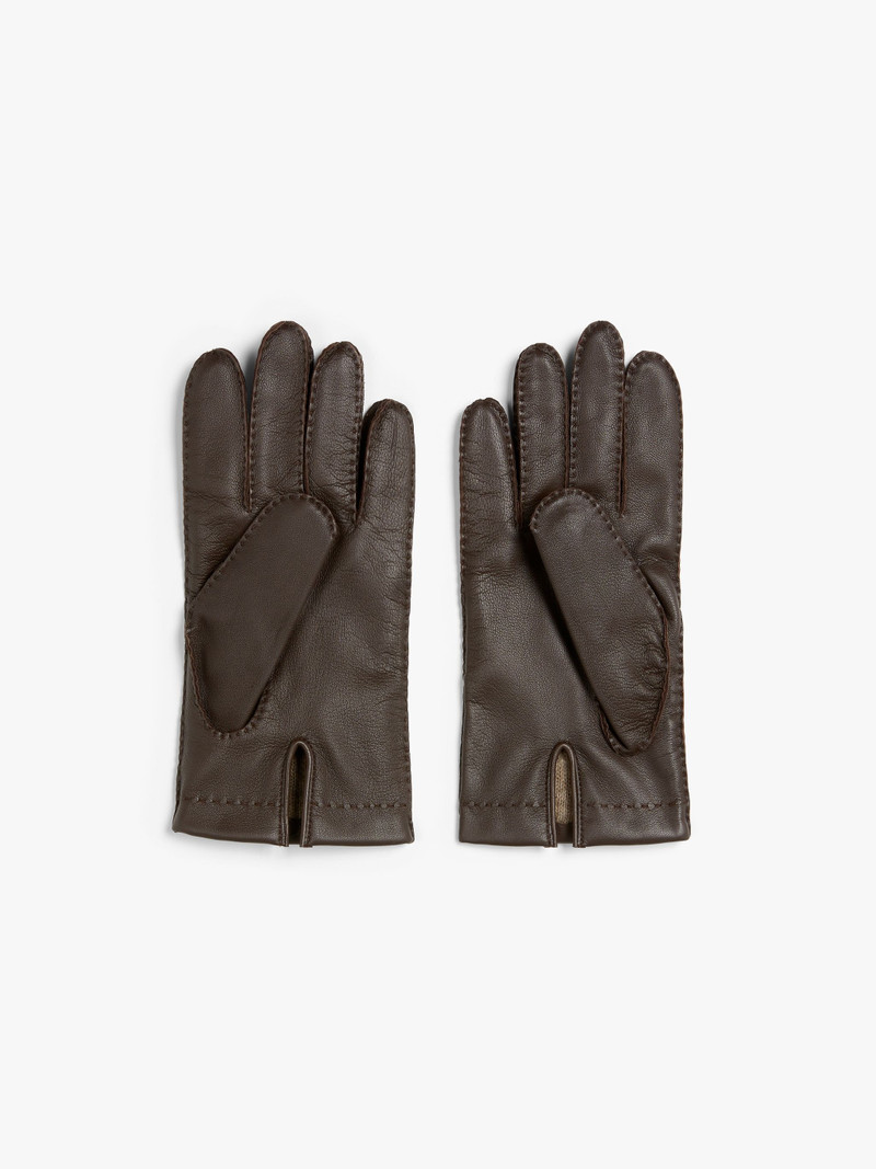 BROWN HAIRSHEEP LEATHER CASHMERE LINED GLOVES 3