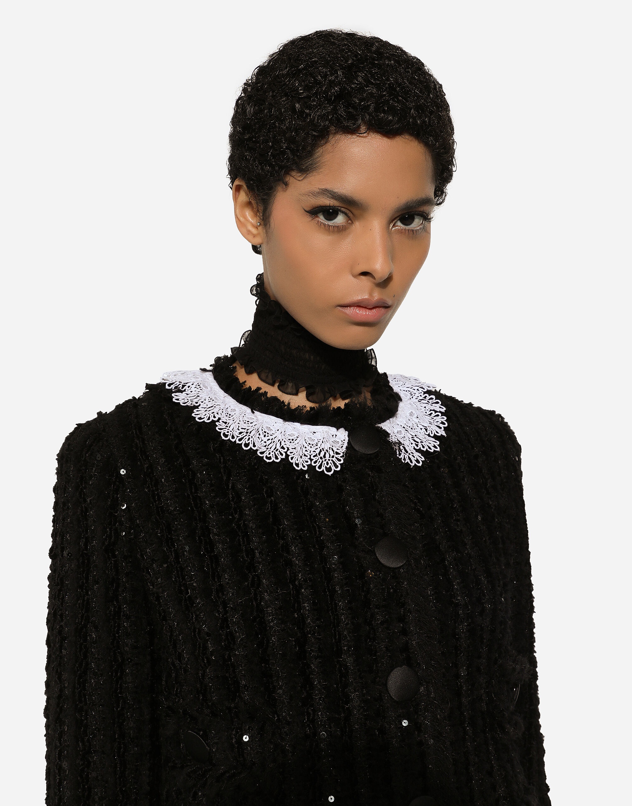 Short tweed jacket with micro-sequin embellishment - 5