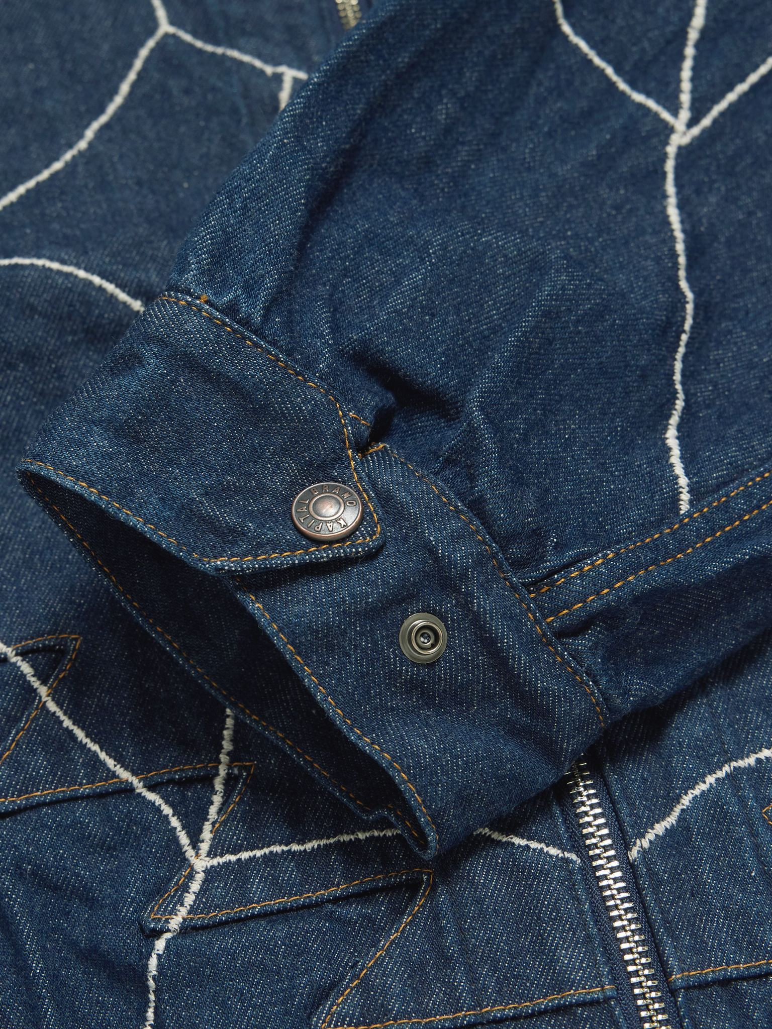 Thunderbird Embroidered Denim Blouson Jacket Blue - 5