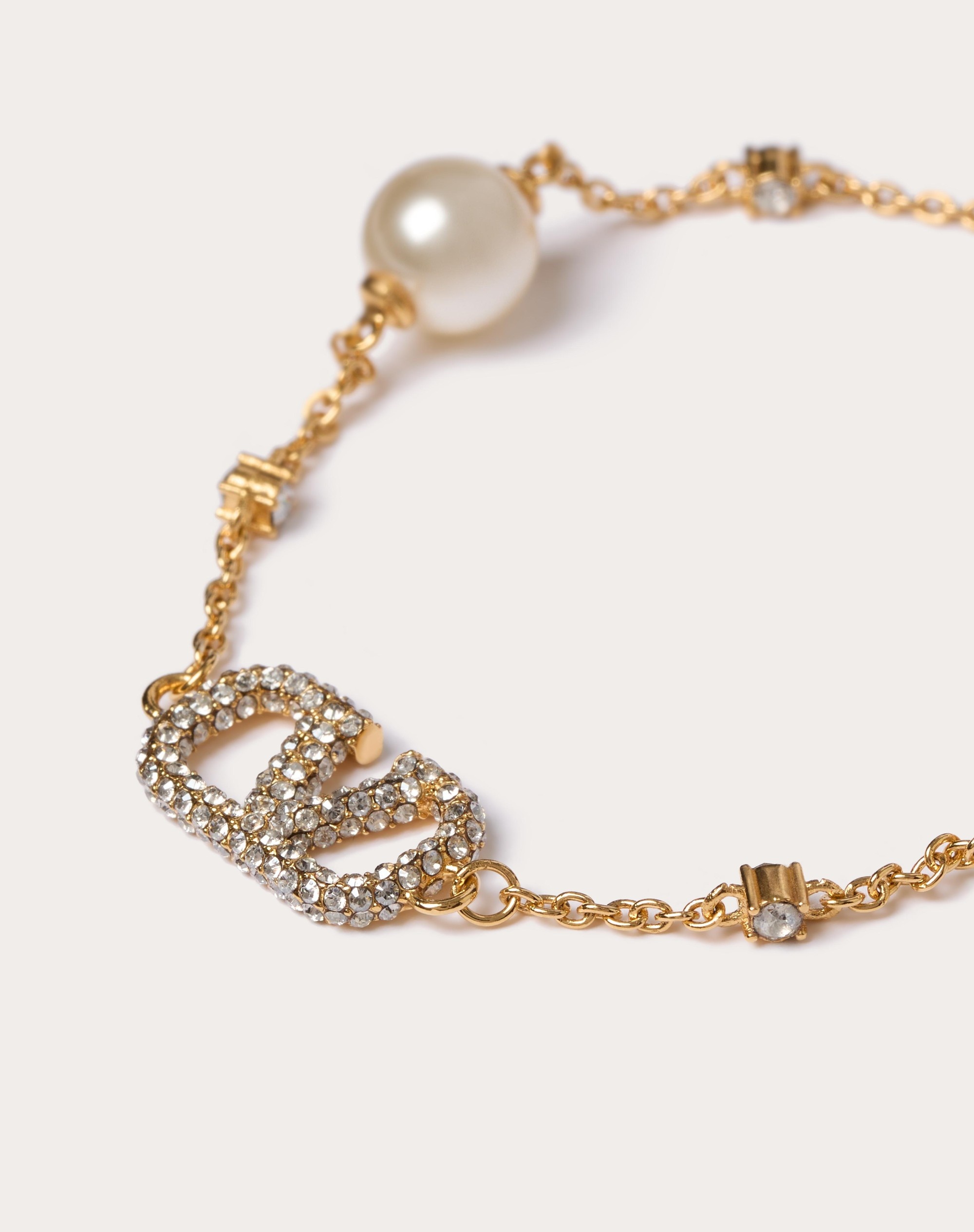 VLOGO SIGNATURE BRACELET IN METAL, SWAROVSKI® CRYSTALS AND PEARLS - 2