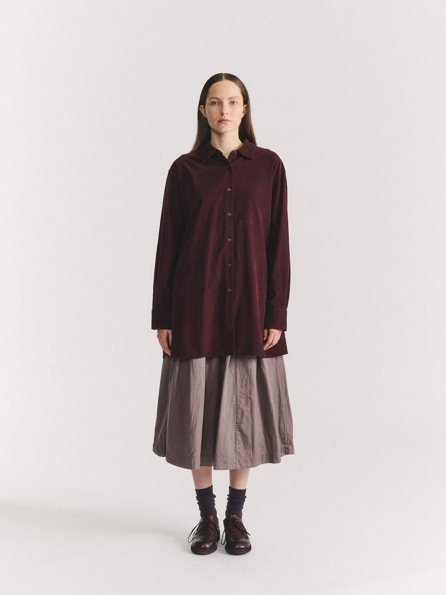PI SHIRT - PIN CORD - BURGUNDY - 1
