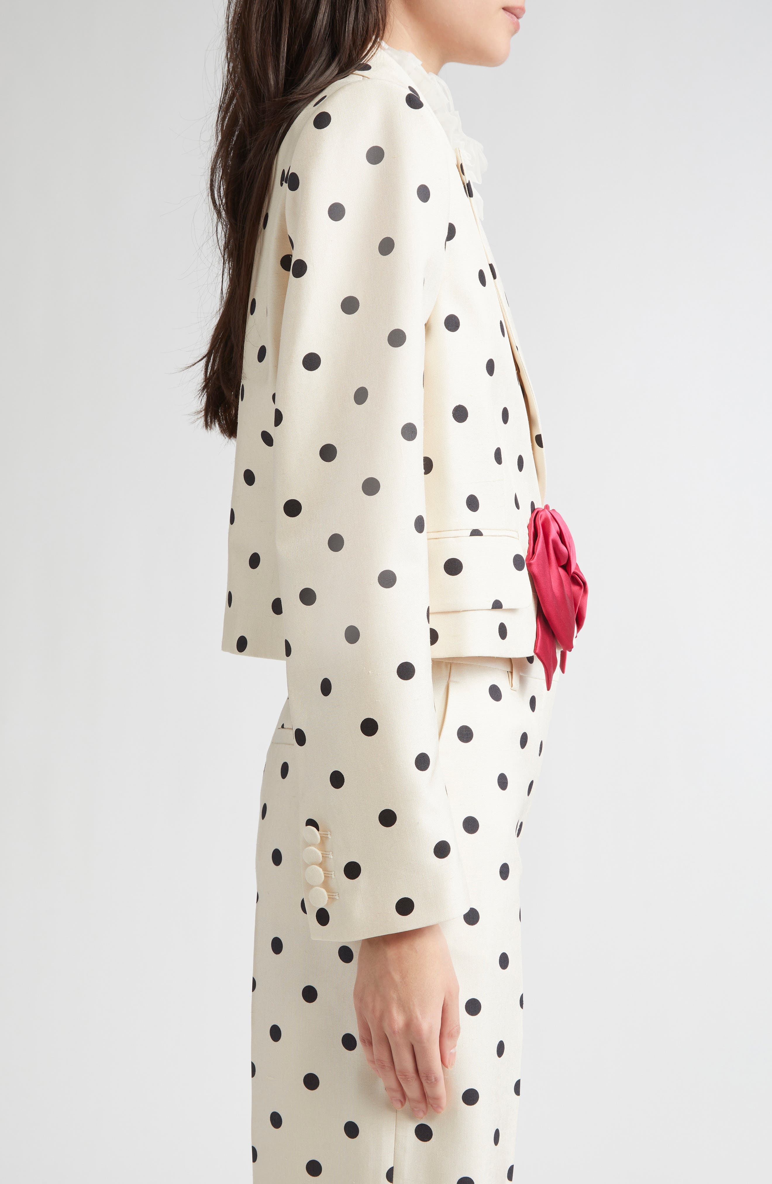 Valentino Garavani Polka Dot Bow Blazer in Betulla/Nero at Nordstrom - 4