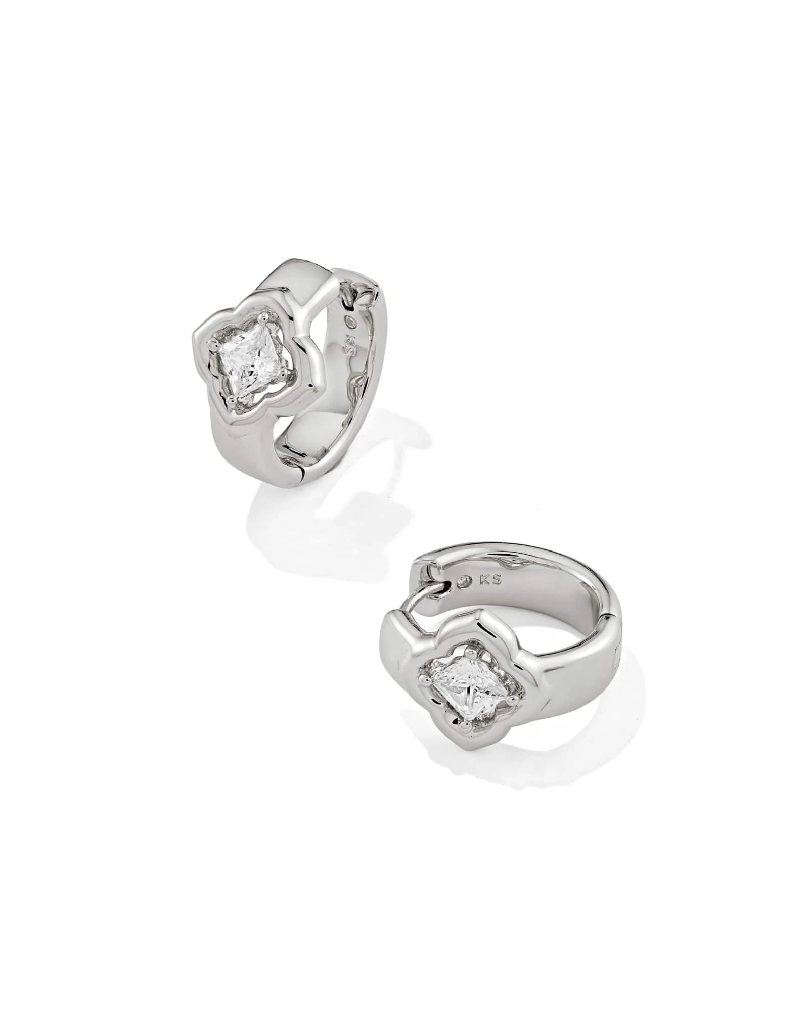 Mallory Crystal Silver Huggie Earrings - 1