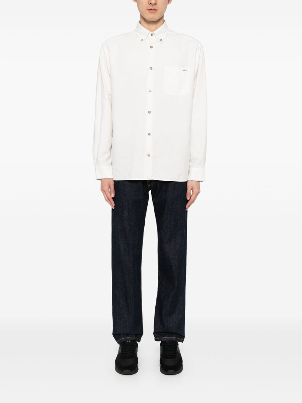 logo-embroidered organic cotton shirt - 2