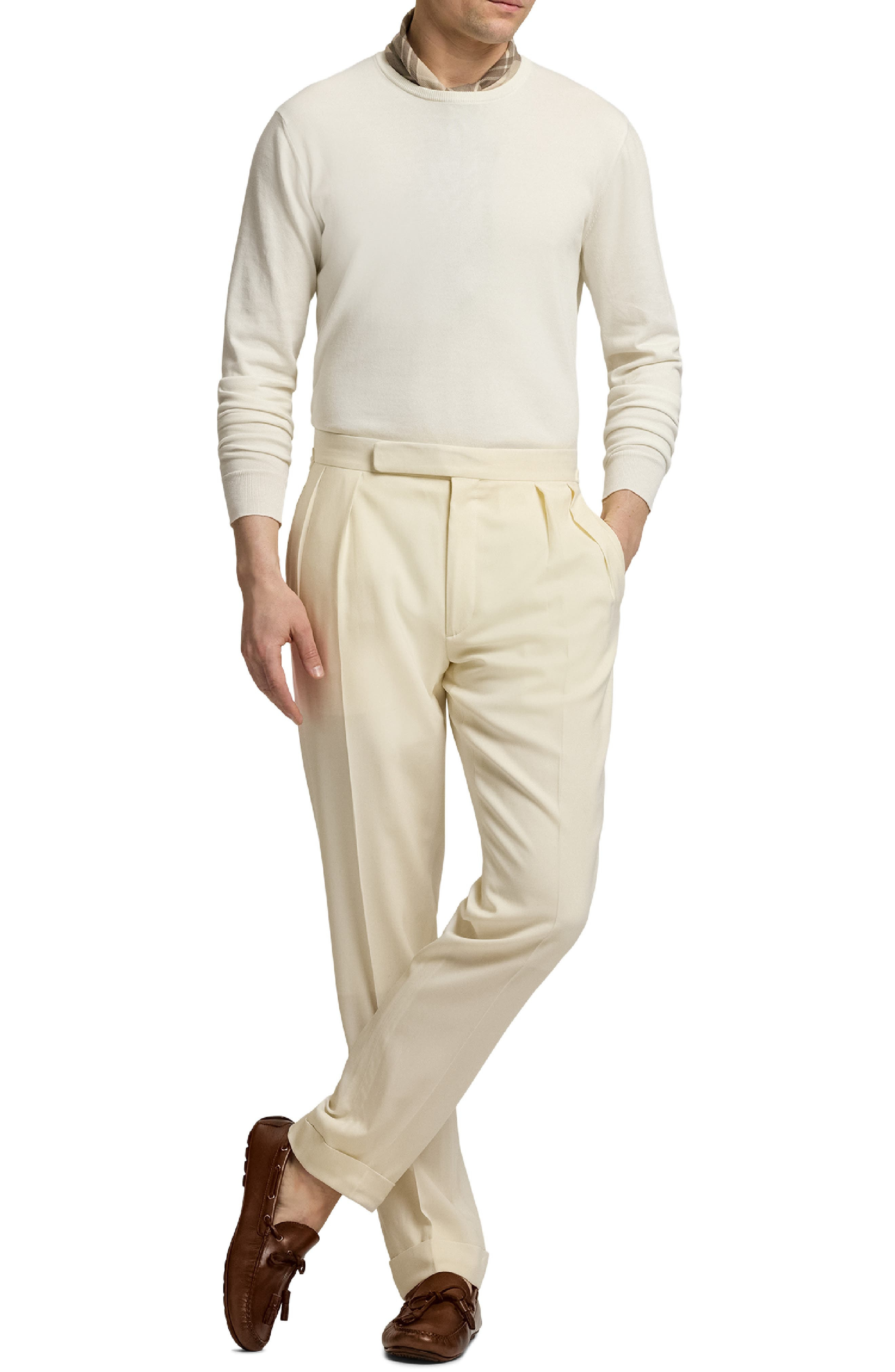 Ralph Lauren Purple Label Cotton Crewneck Sweater in Classic Cream at Nordstrom - 5
