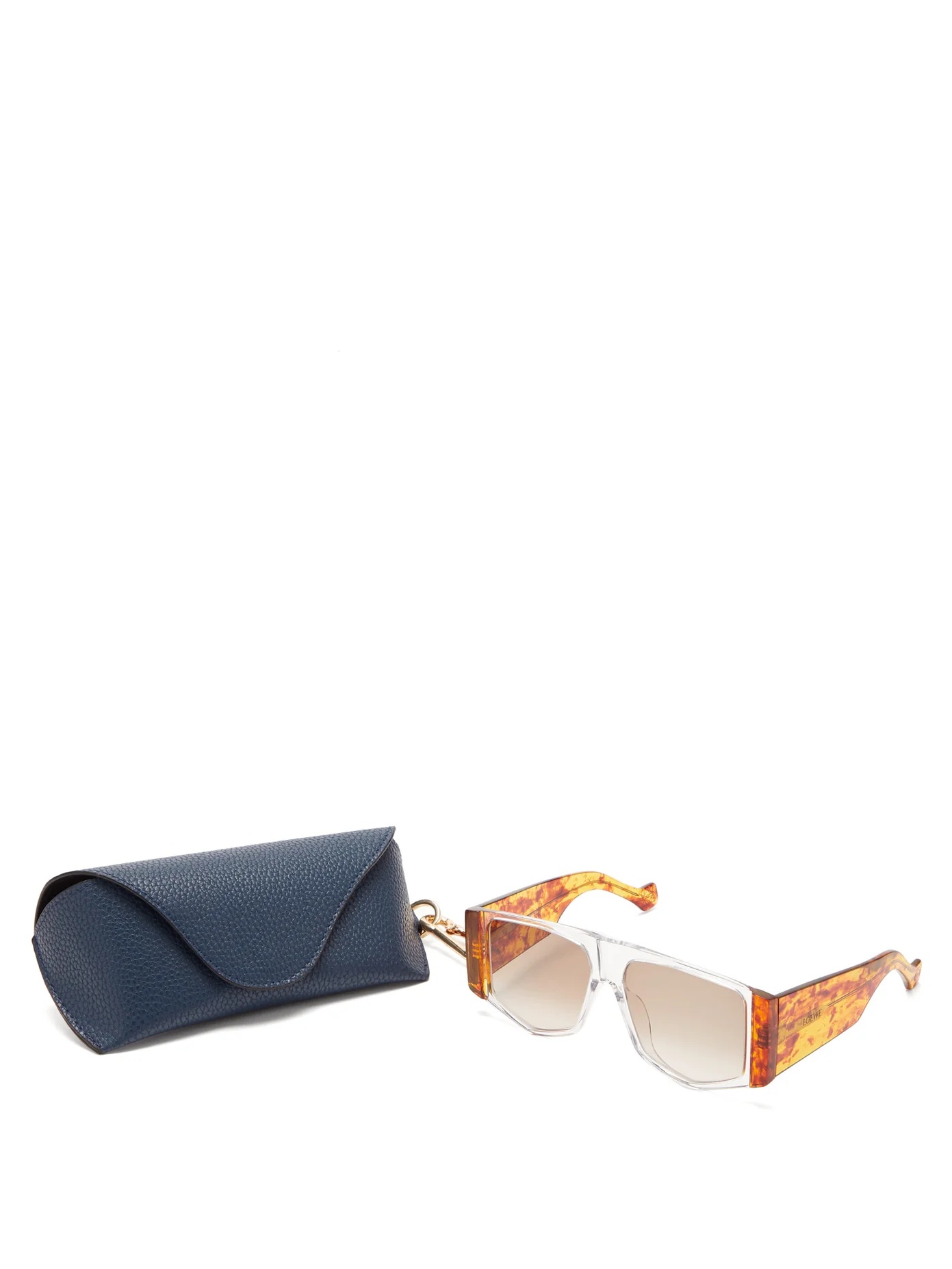 Tortoiseshell angular aviator sunglasses - 5