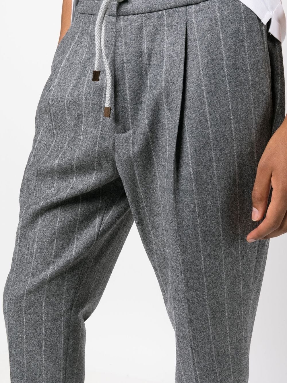 stripe-pattern straight trousers - 5