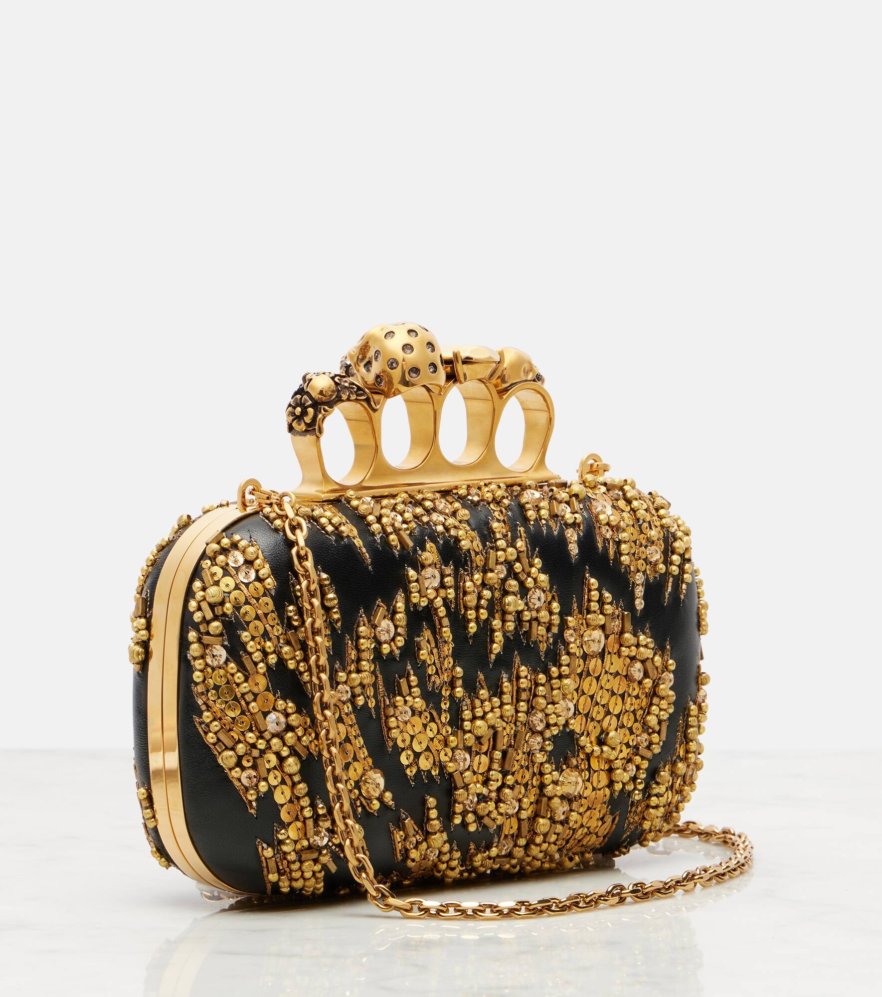 Knuckle Small embellished leather clutch - 4
