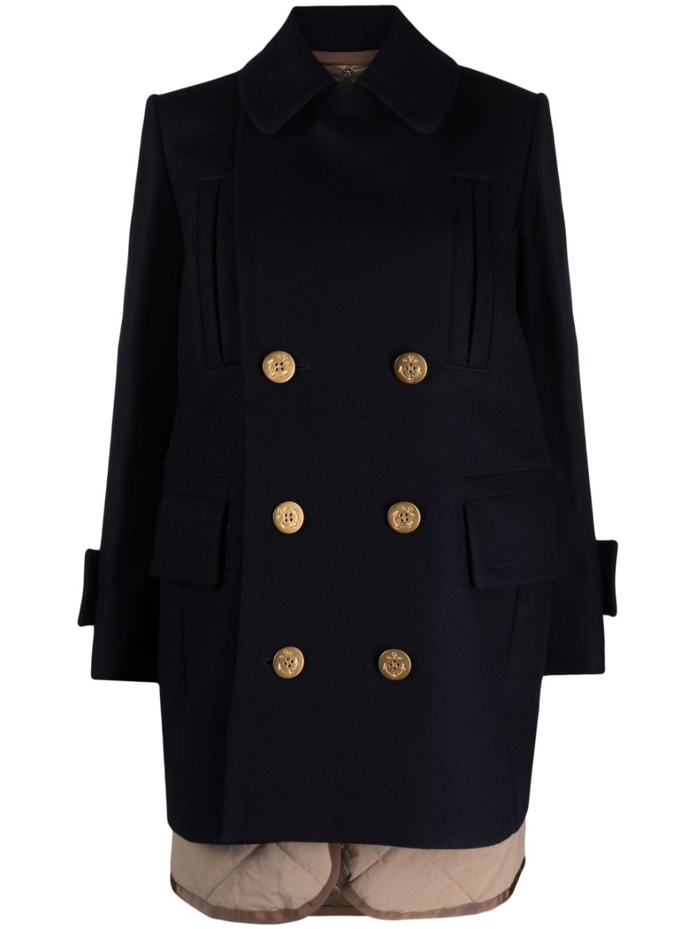 layered double-breasted coat - 1