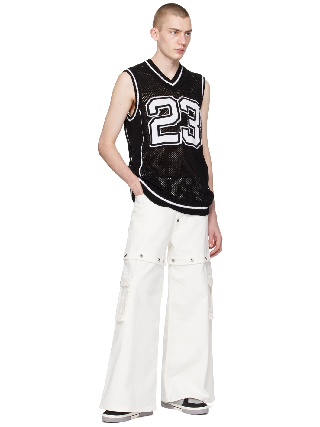 White 90's Logo Cargo Pants - 4