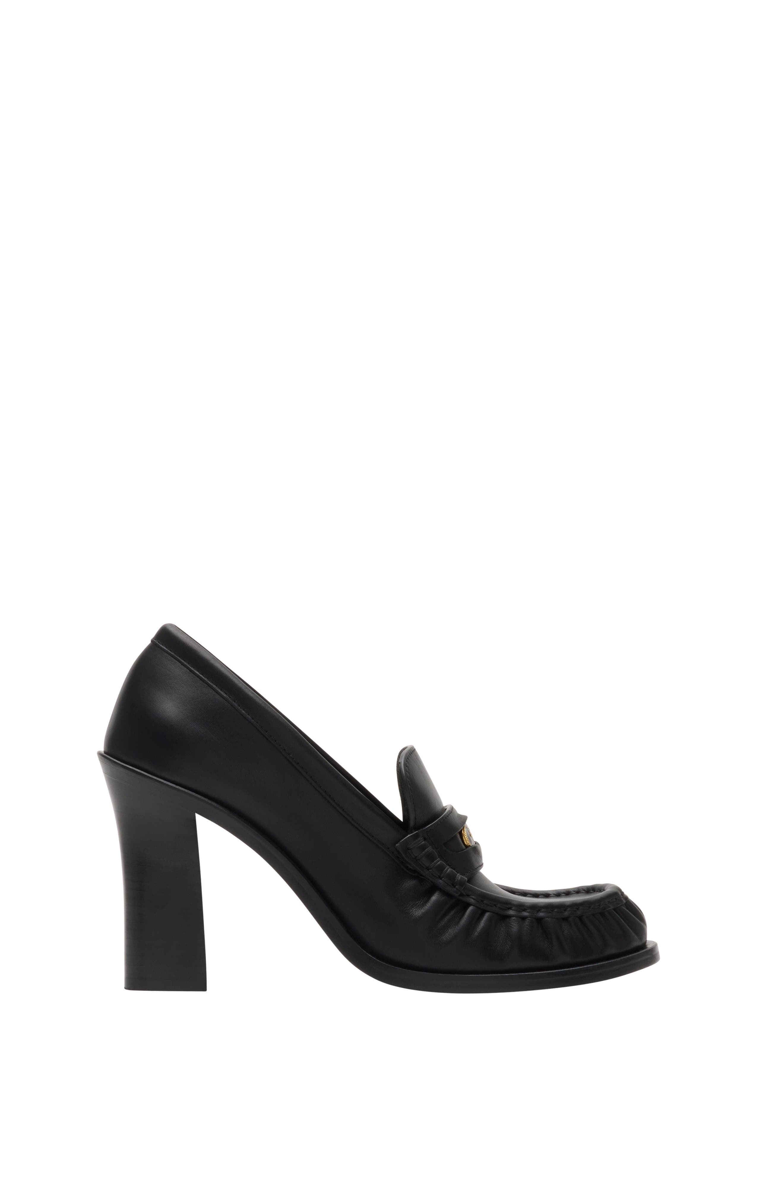 burberry Leather Cadet Heeled Loafers in Black at Nordstrom - 1