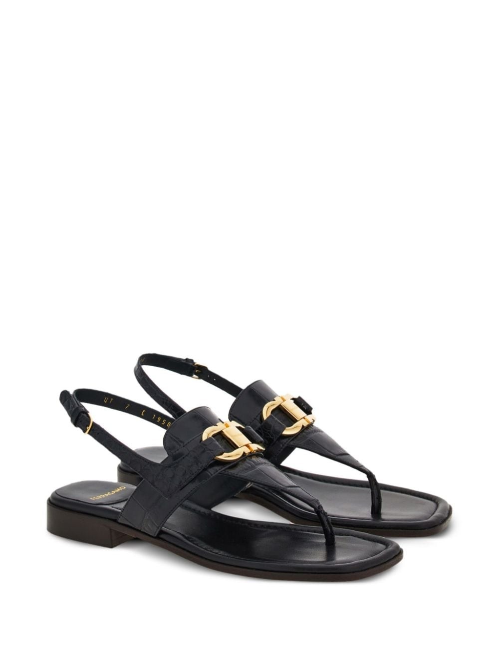 サンダル・ミュール FERRAGAMO GANCINI LEATHER THONG SANDALS FERRAGAMO Ferragamo Gancini Leather Thong Sandals | balardi