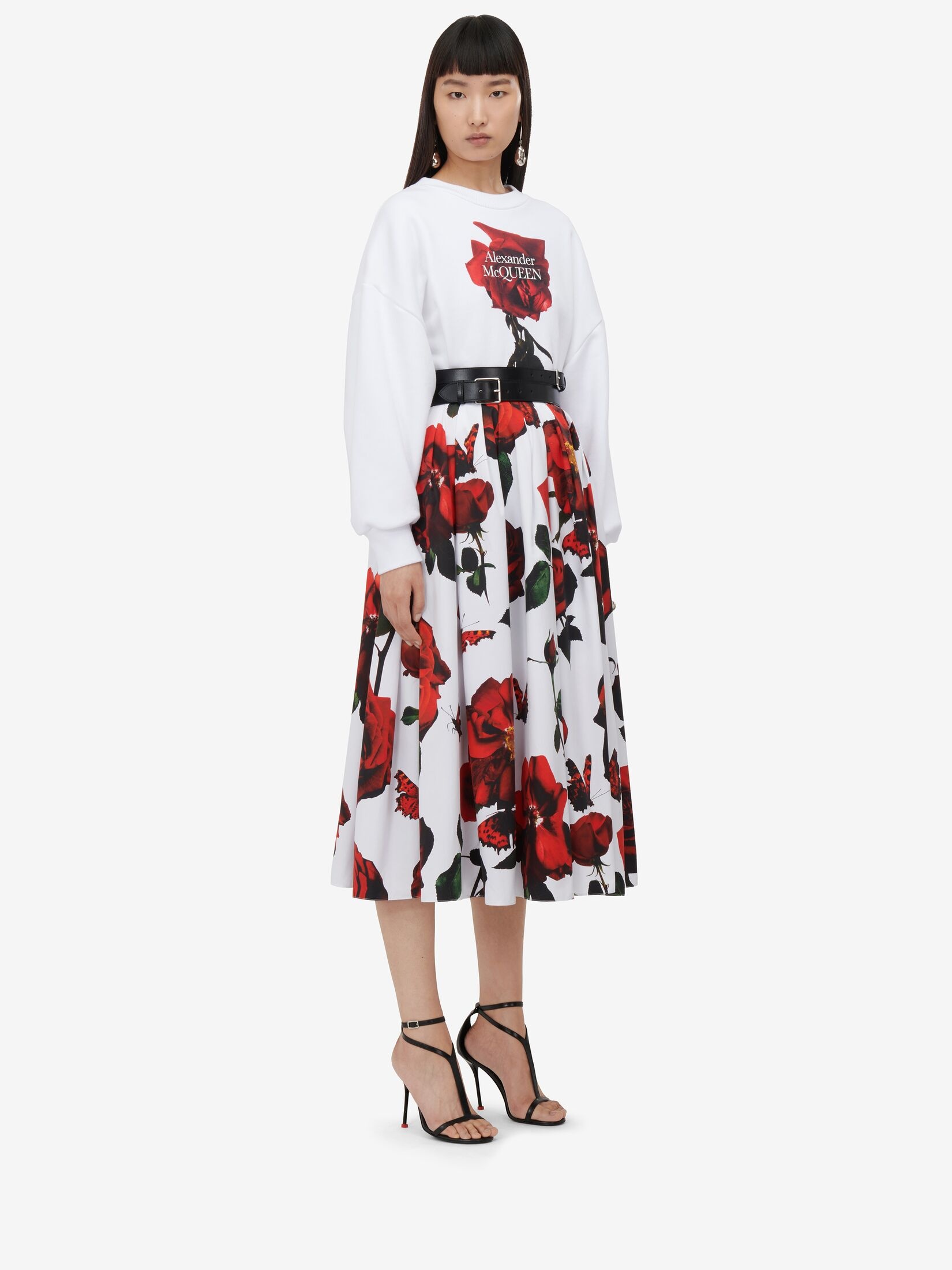 Women's Pleated Midi Skirt in Optic White - 3