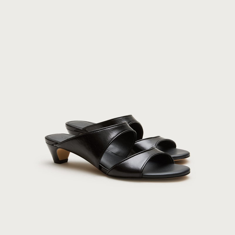 Double-strap kitten heels in Italian leather 1