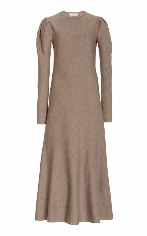 Hannah Dress in Oatmeal Wool Cashmere - 1