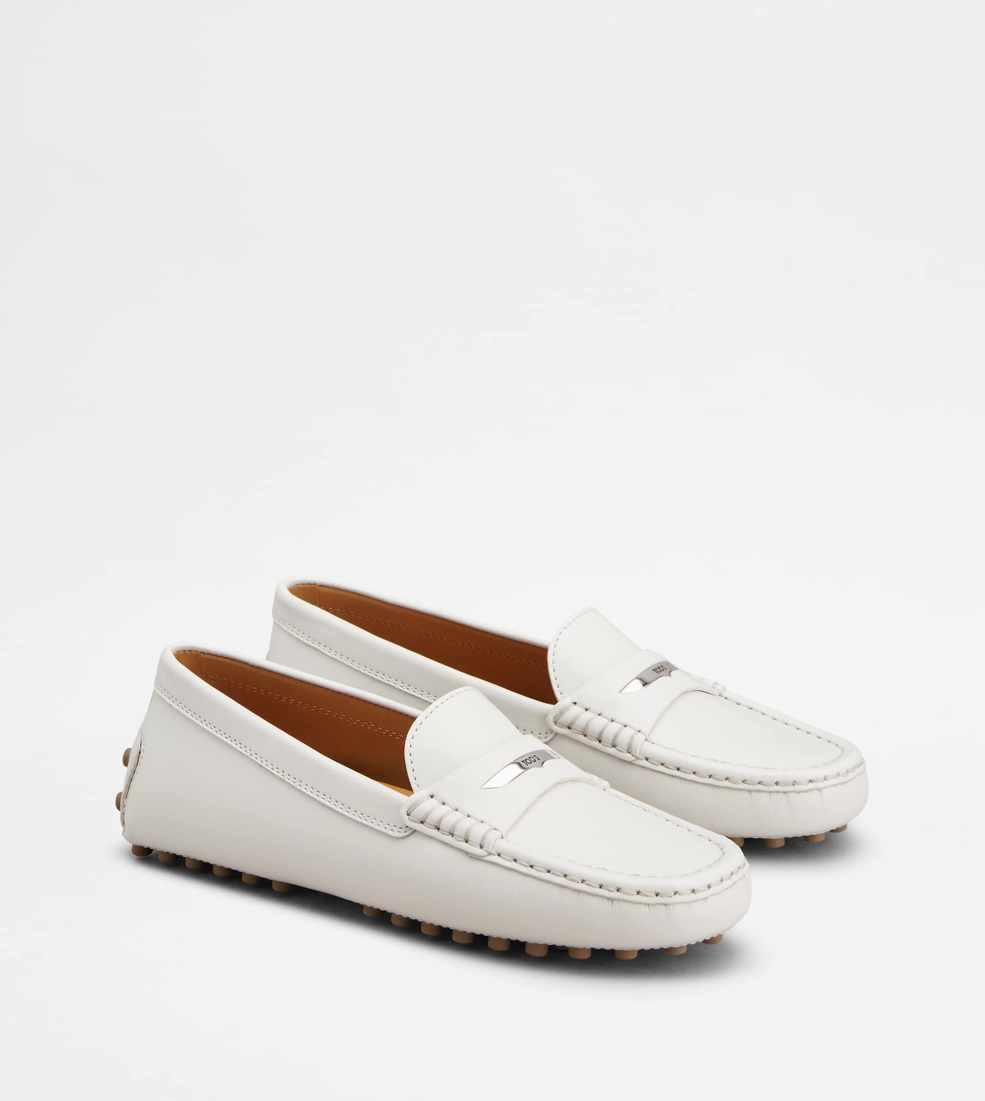 GOMMINO DRIVING SHOES IN LEATHER - WHITE - 3
