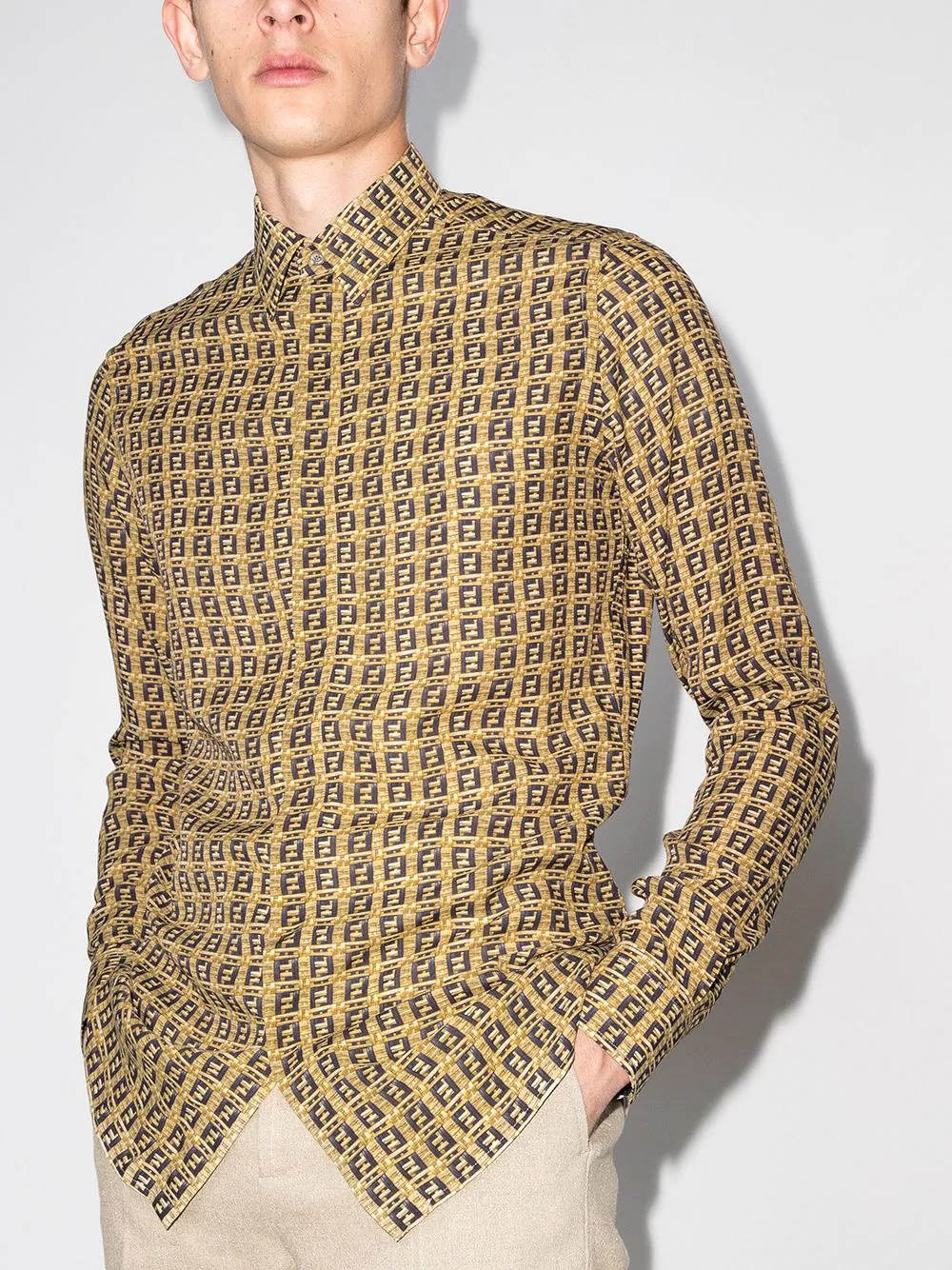 woven-effect monogram print shirt - 2