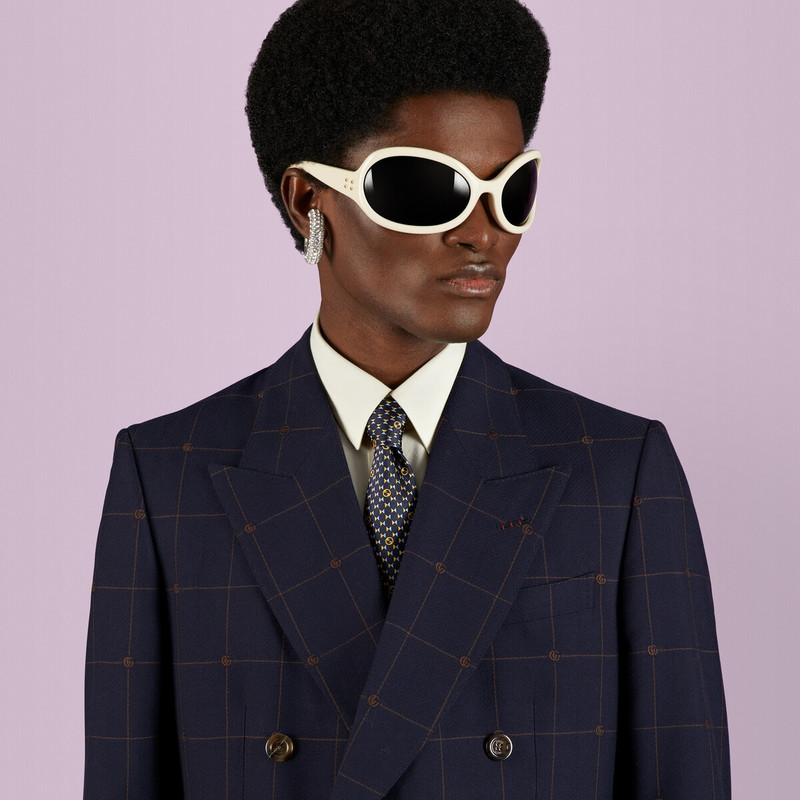 Round Interlocking G silk tie 3