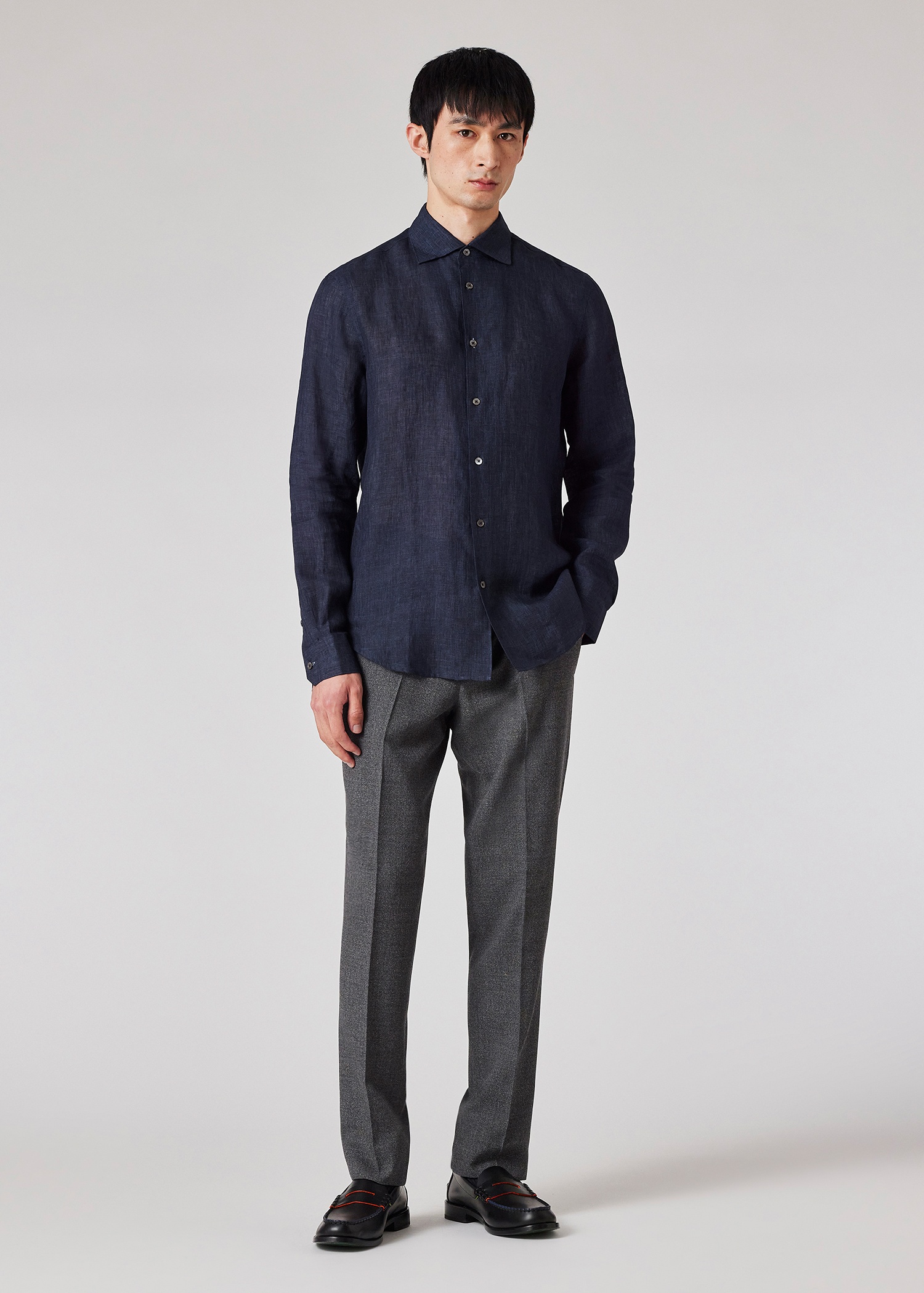 Navy Linen Shirt - 4