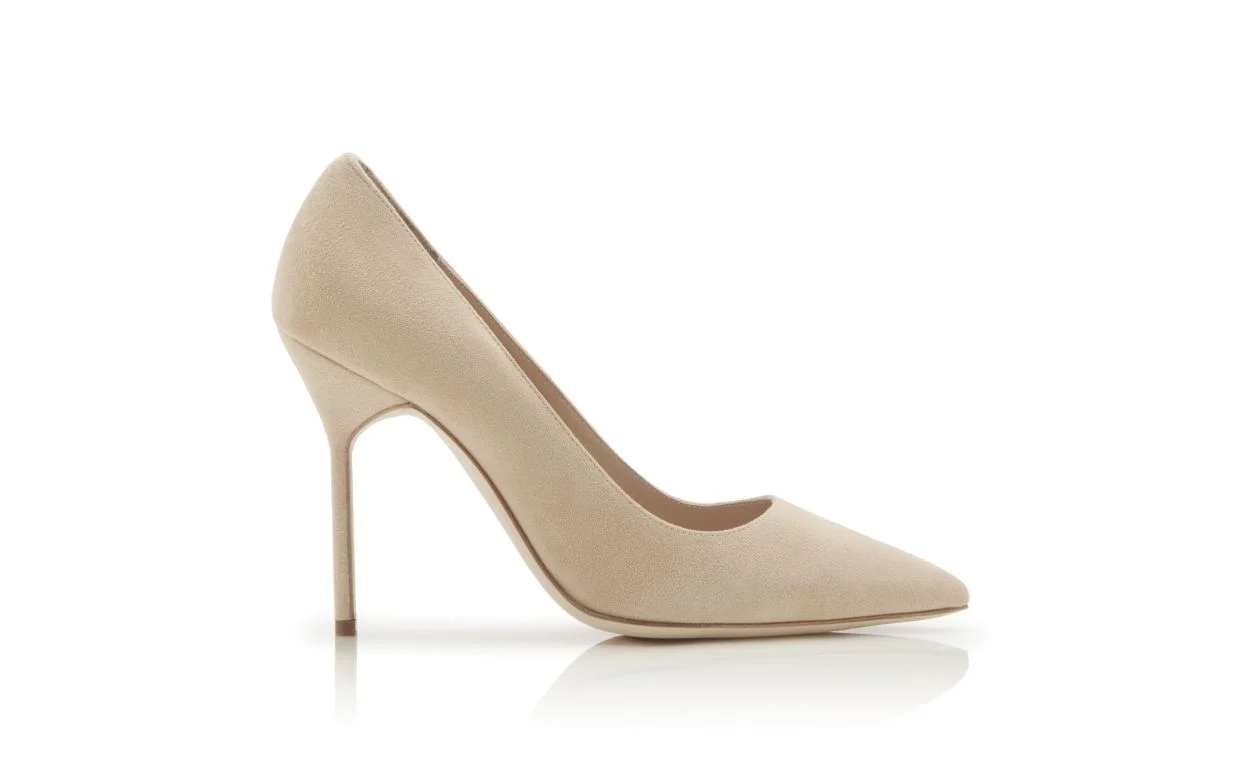 Sandy Beige Pointed Toe Pumps - 1