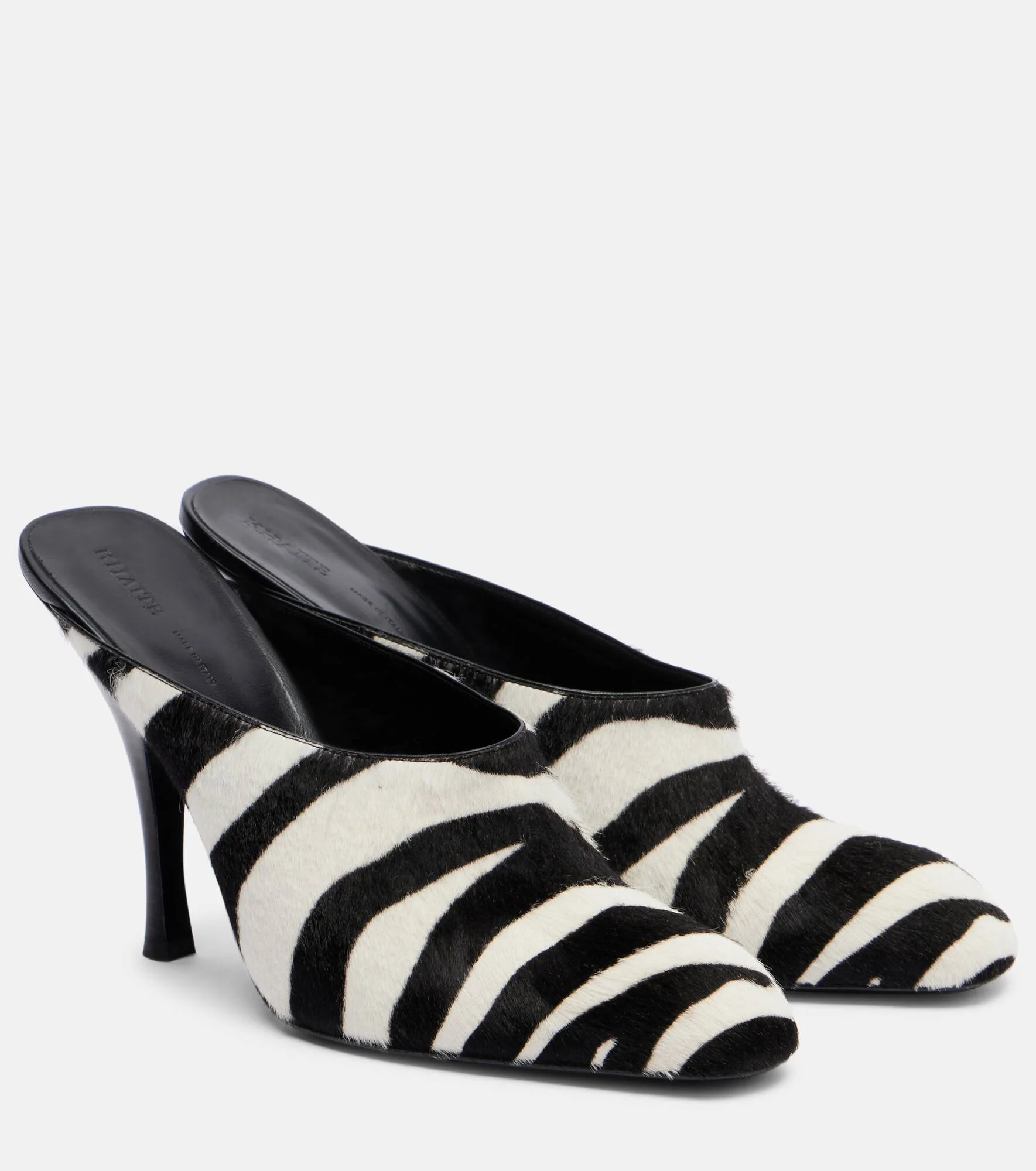 Colt 100 zebra-print calf hair mules - 1