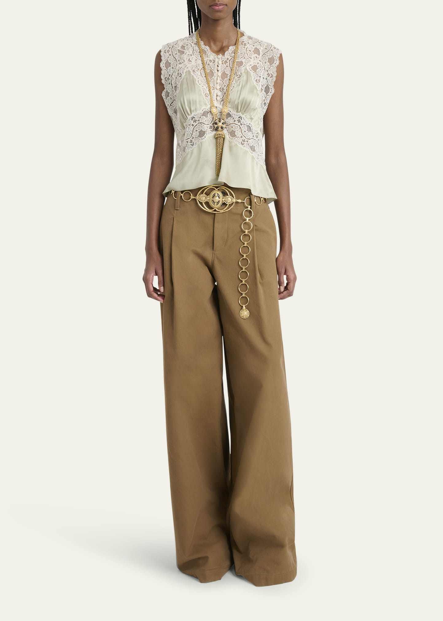 Lace Silk Sleeveless Top - 2