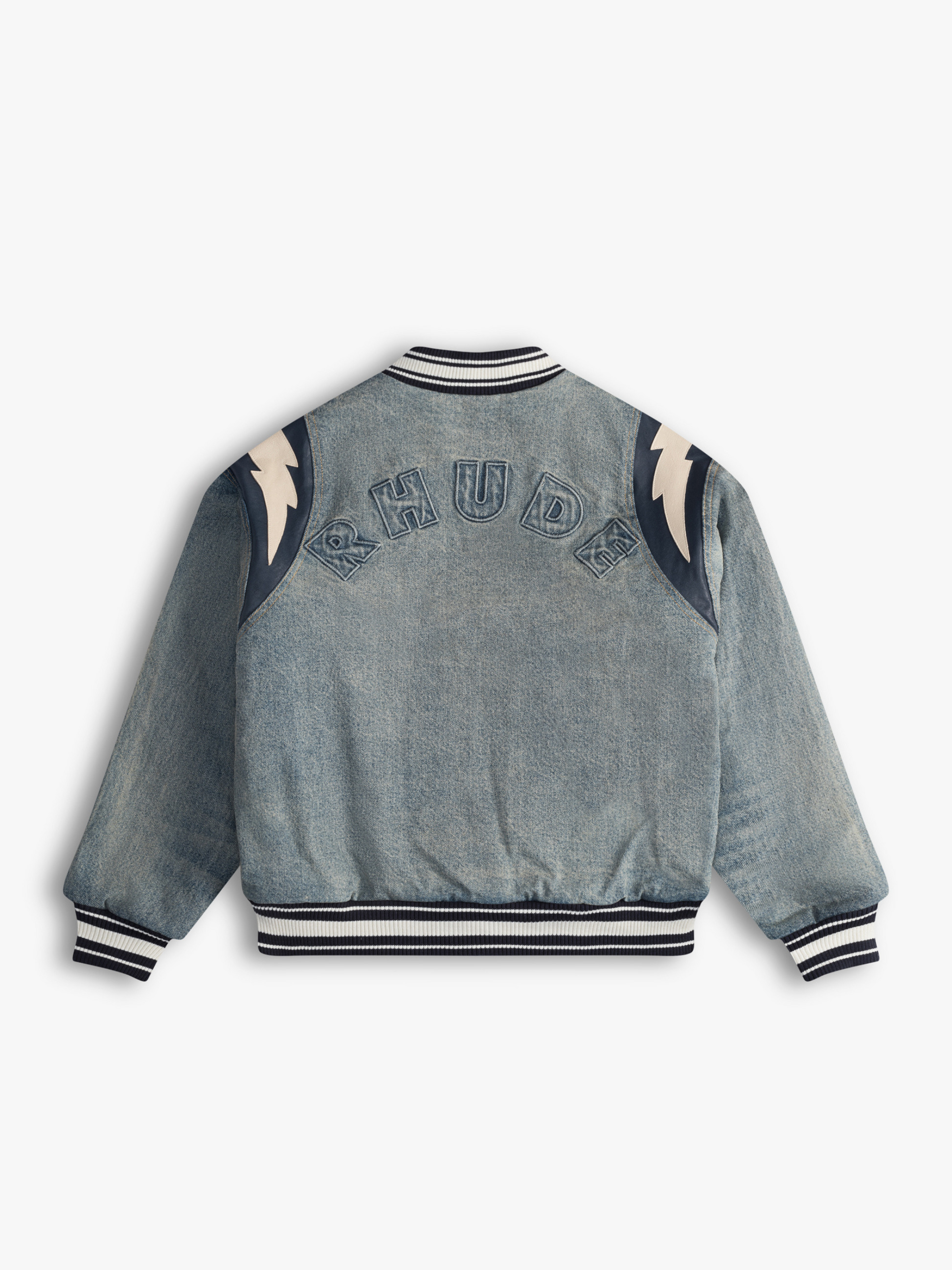 DENIM LIGHTING VARSITY JACKET - 2