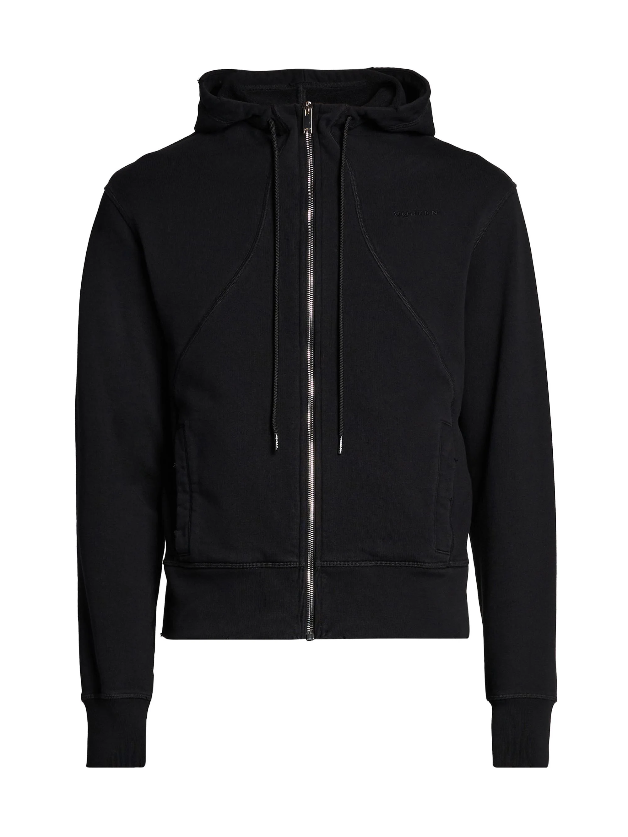 Men's Full-Zip Cotton Hoodie - Black - 1